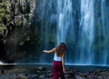 Materuni Waterfalls surrounded by lush rainforest near Moshi, Tanzania.