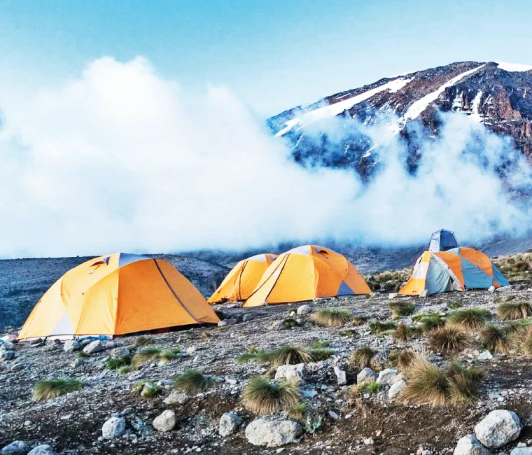 View of Meru Mountain, located in Arusha National Park, Tanzania.